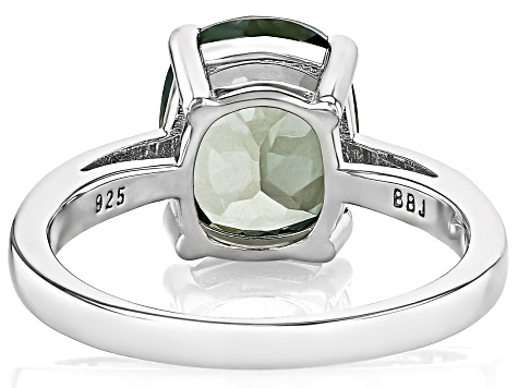 Green Labradorite Rhodium Over Sterling Silver Solitaire Ring 2.96ctw