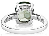 Green Labradorite Rhodium Over Sterling Silver Solitaire Ring 2.96ctw