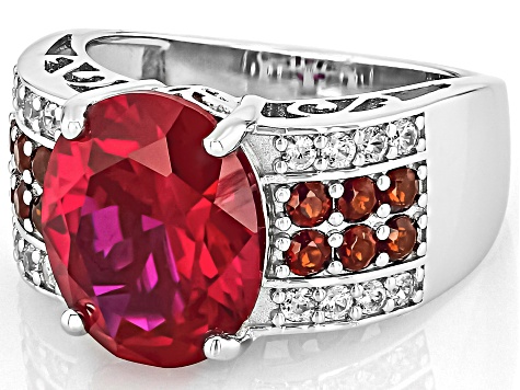 Red Lab Created Ruby Rhodium Over Silver Ring 5.56ctw