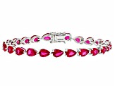 Lab Created Ruby Rhodium Over Sterling Silver Tennis Bracelet 14.66ctw