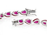 Lab Created Ruby Rhodium Over Sterling Silver Tennis Bracelet 14.66ctw