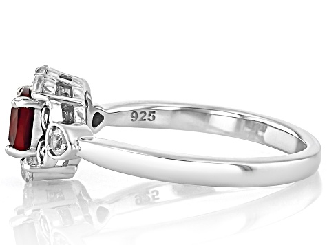 Red Lab Created Ruby Rhodium Over Sterling Silver Ring 0.82