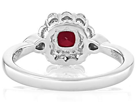 Red Lab Created Ruby Rhodium Over Sterling Silver Ring 0.82