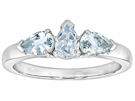 Blue Aquamarine Rhodium Over Sterling Silver Ring - STK396 | JTV.com