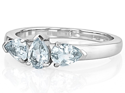 Blue Aquamarine Rhodium Over Sterling Silver Ring - STK396 | JTV.com