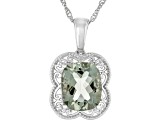 Green Prasiolite Rhodium Over Sterling Silver Pendant with Chain 4.37ct