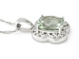 Green Prasiolite Rhodium Over Sterling Silver Pendant with Chain 4.37ct