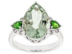 Prasiolite Rhodium Over Sterling Silver Ring 4.64ctw