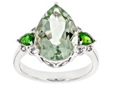 Prasiolite Rhodium Over Sterling Silver Ring 4.64ctw