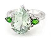 Prasiolite Rhodium Over Sterling Silver Ring 4.64ctw