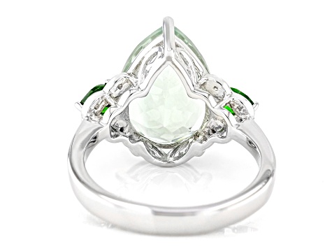 Prasiolite Rhodium Over Sterling Silver Ring 4.64ctw