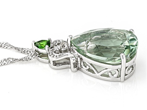 Prasiolite Rhodium Over Sterling Silver Pendant with Chain 6.71ctw