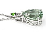 Prasiolite Rhodium Over Sterling Silver Pendant with Chain 6.71ctw