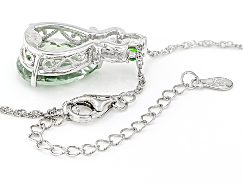 Prasiolite Rhodium Over Sterling Silver Pendant with Chain 6.71ctw