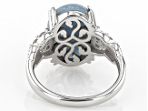 Blue Angelite Rhodium Over Sterling Silver Ring 0.17ctw