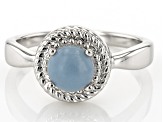 Blue Angelite Rhodium Over Sterling Silver Ring