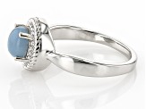 Blue Angelite Rhodium Over Sterling Silver Ring