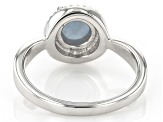 Blue Angelite Rhodium Over Sterling Silver Ring
