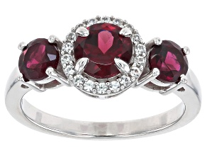 Raspberry Rhodolite Rhodium Over Sterling Silver Ring 1.97ctw