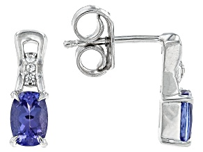 Blue Tanzanite Rhodium Over Sterling Silver Earrings 1.01ctw