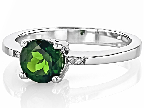 Green Chrome Diopside Rhodium Over Sterling Silver Ring 1.21