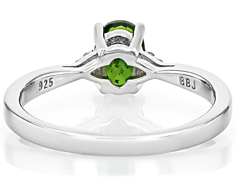Green Chrome Diopside Rhodium Over Sterling Silver Ring 0.72