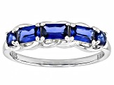 Blue Lab Created Sapphire Rhodium Over Sterling Silver Band Ring 0.96ctw