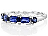 Blue Lab Created Sapphire Rhodium Over Sterling Silver Band Ring 0.96ctw