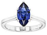 Blue Lab Created Sapphire Rhodium Over Sterling Silver Solitaire Ring 1.73ct