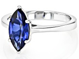 Blue Lab Created Sapphire Rhodium Over Sterling Silver Solitaire Ring 1.73ct