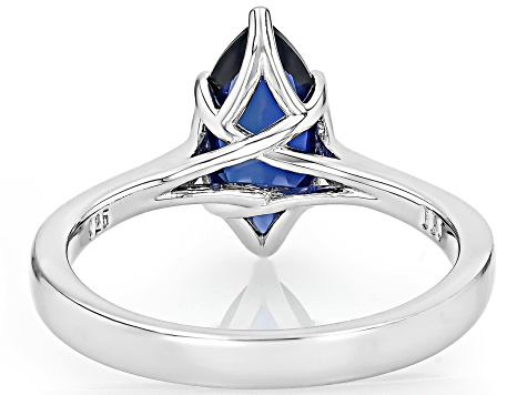 Blue Lab Created Sapphire Rhodium Over Sterling Silver Solitaire Ring 1.73ct