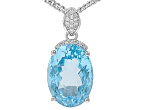 Blue Glacier Topaz™ Rhodium Over Sterling Silver Pendant With Chain 13.19ctw