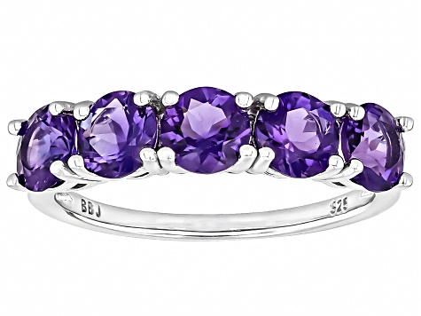 Purple Amethyst Rhodium Over Sterling Silver Band Ring 1.90ctw