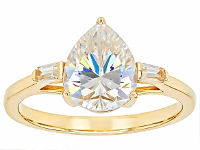 White Strontium Titanate With White Zircon 10k Yellow Gold Ring 3.16ctw