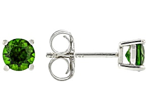 Green Chrome Diopside Rhodium Over Sterling Silver Stud Earrings 1.26ctw