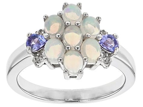 White Ethiopian Opal Rhodium Over Sterling Silver Ring 0.98ctw