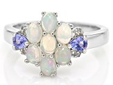 White Ethiopian Opal Rhodium Over Sterling Silver Ring 0.98ctw