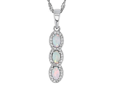 White Ethiopian Opal Rhodium Over Sterling Silver Pendant With Chain 0.69ctw