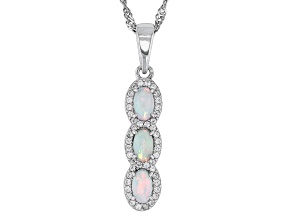 White Ethiopian Opal Rhodium Over Sterling Silver Pendant With Chain 0.69ctw