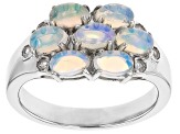 White Ethiopian Opal With White Zircon Rhodium Over Sterling Silver Ring 0.96ctw