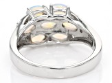 White Ethiopian Opal With White Zircon Rhodium Over Sterling Silver Ring 0.96ctw