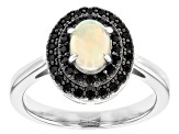 Multicolor Ethiopian Opal Rhodium Over Sterling Silver Ring 0.91ctw