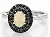 Multicolor Ethiopian Opal Rhodium Over Sterling Silver Ring 0.91ctw