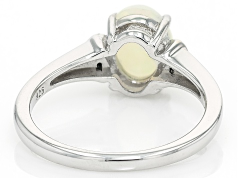 タロ White Ethiopian Opal Rhodium Over Sterling Silver Ring 0.91