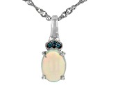 Multicolor Ethiopian Opal Rhodium Over Sterling Silver Pendant With Chain 0.72ctw