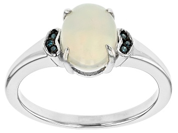 Picture of White Ethiopian Opal Rhodium Over Sterling Silver Ring 0.91ctw
