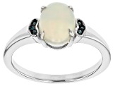 Multicolor Ethiopian Opal Rhodium Over Sterling Silver Ring 0.91ctw