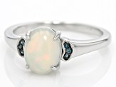 Multicolor Ethiopian Opal Rhodium Over Sterling Silver Ring 0.91ctw