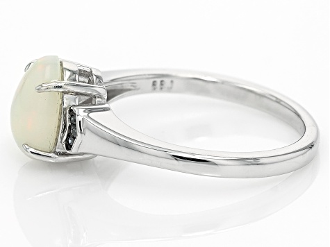 White Ethiopian Opal Rhodium Over Sterling Silver Ring 0.91