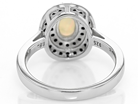 Multicolor Ethiopian Opal Rhodium Over Sterling Silver Ring 0.91ctw